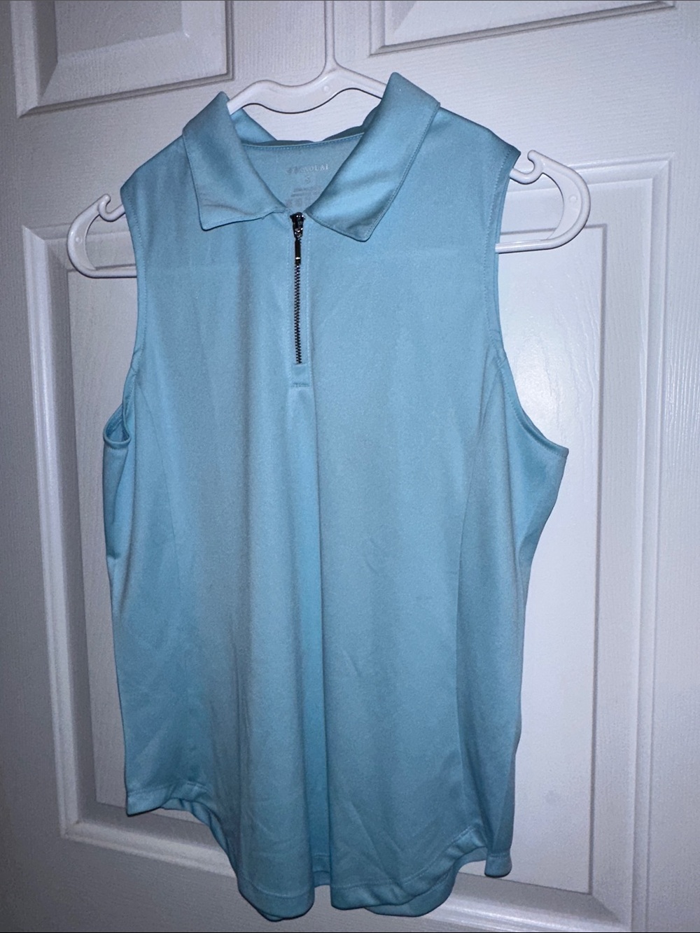 Light blue athletic tank top with zipper